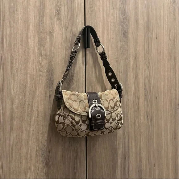 Vintage Y2K Coach Soho Signature Sufflette Tan Brown Shoulder Bag - Picture 2 of 7